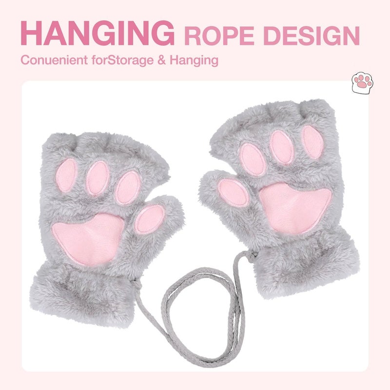 Tiny Chou Cat Paw Gloves for Cosplay Party Halloween Costume Accessories, Winter Fingerless Warm Gloves for Women Girls - Image 3